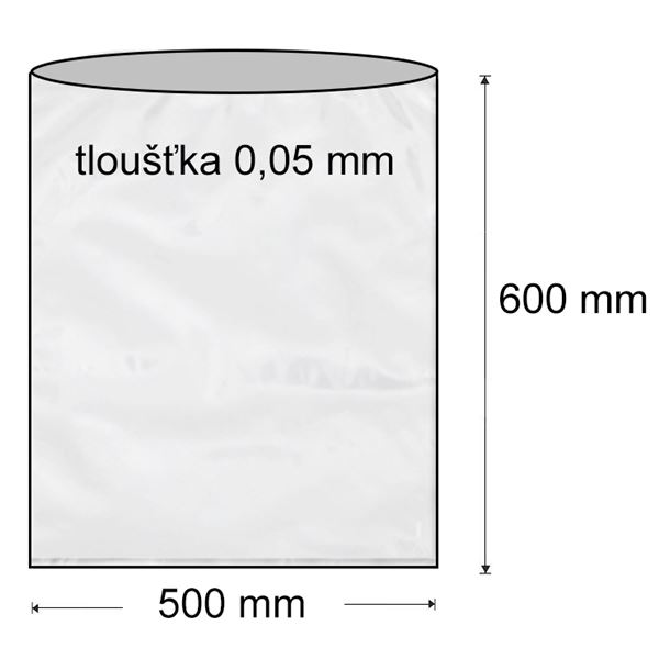 Sáčok polyetylénový 500 x 600 mm, plochý (1000 ks)