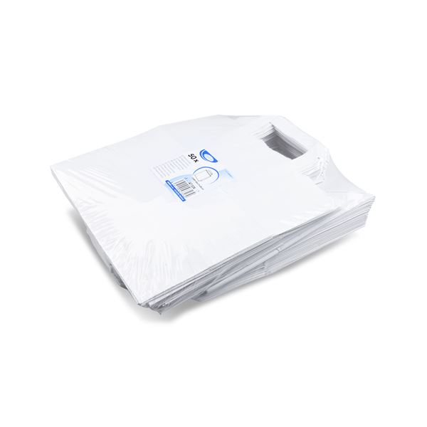 Papierová taška biela 26 + 17 x 25 cm (50 ks)