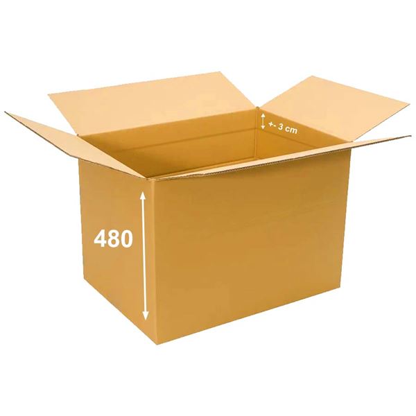 Krabica papierová klopová 3VVL 680 x 480 x 480 mm s rylom 300 mm
