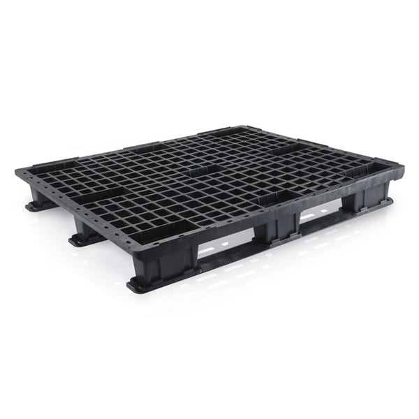 Plastová paleta 1200 x 1000 mm, stohovateľná s lyžinami