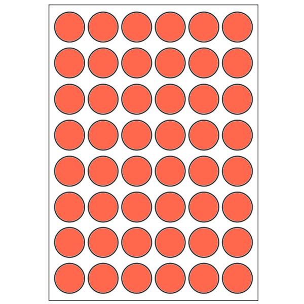 Samolepiace etikety priemer 15 mm, A6 (10 ks) červené
