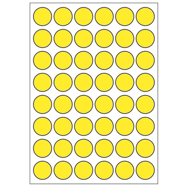 Samolepiace etikety priemer 15 mm, A6 (10 ks) žlté