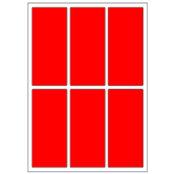 Samolepiace etikety 31 x 69 mm, A6 (10 ks) reflexné červené